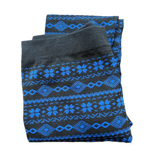 Pink Rose L Festive Holiday Christmas Fleece Lined Fair Isle Comfy Warm Leggings